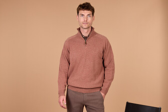 Men's rust mélange half-zip lambswool jumper - KENNETH