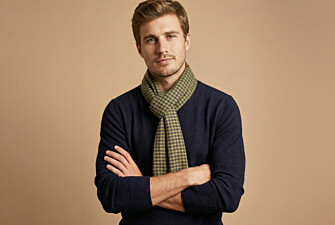 Men’s Wool Scarf – Camel, Navy and Green