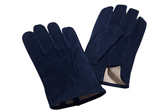 Men's gloves in navy goatskin suede