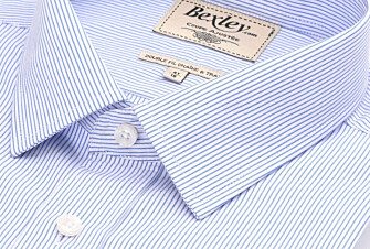 White cotton shirt with blue stripes - CLÉMENT