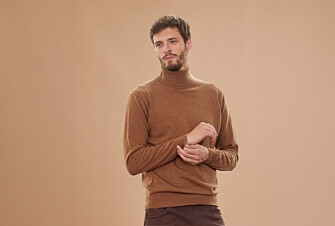 Melange Hazelnut wool roll-neck jumper - EMERIC