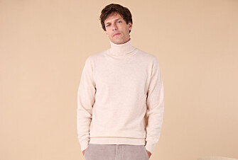 Men's roll-neck jumper – Light Heather Beige - EMERIC