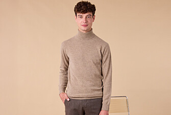 Men's roll-neck jumper – Light Heather Taupe - EMERIC