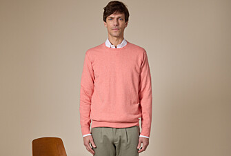 Slim Men's Sweater with Round Neck, Cotton/Cashmere, Heathered Orange - VLADIMIR