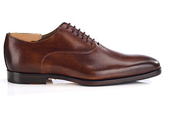 Men’s cognac patinated leather Oxford shoes - TREMEZZO PATIN