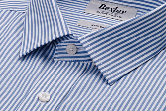 Men’s poplin striped shirt in blue grey and white - MAXIMILIEN