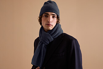 Grey Anthracite Melange Wool Beanie Hat - BENNETH
