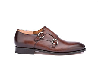 Patina Chocolate Double Buckle Shoes - CHIGWELL