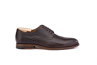 Grained Chocolate Derby Shoes - Leather outsole - HILPERTON
