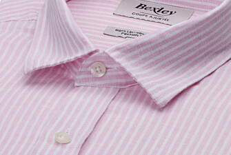 Cotton and linen striped shirt in pink and white - EDIBERT