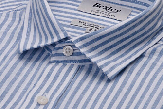 Cotton and linen striped shirt in vintage blue and white - EDIBERT