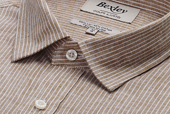 Camel Chambray with White Trim cotton linen shirt - EDIBERT