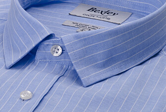 Blue & White trim cotton linen shirt - EDIBERT