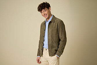 Khaki  Leather Jacket - FAUSTIN