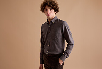 Chocolate Melange Flannel shirt with Pocket - ALEXANDER