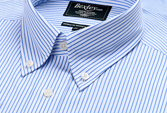 White shirt with blue stripes - Chest pocket - BRODERICK