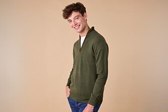Green half-zip wool jumper - KEITHY