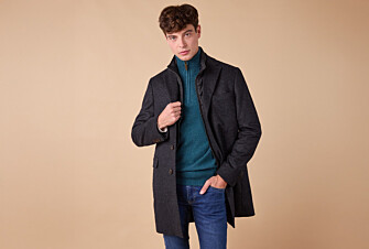Anthracite Men's winter wool/cashmere overcoat - HONORÉ II