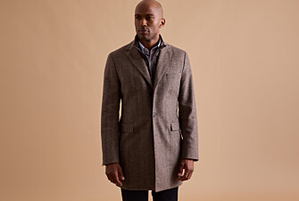 Taupe Herringbone Men's wool/cashmere coat - HONORÉ II