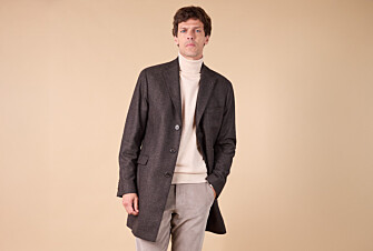 Chocolate Herringbone Men's wool/cashmere coat - HONORÉ II
