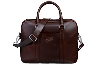 Chocolate Men's leather satchel with shoulder strap - KARLINGTON