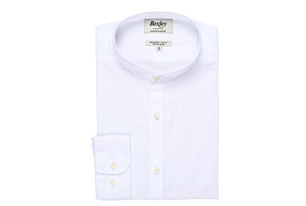 White plain cotton linen shirt - ELIBERT