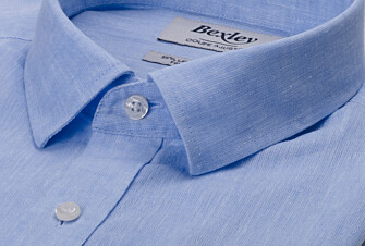 Light Blue Chambray Cotton Linen Shirt - French Collar - SILBERT