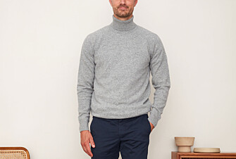 Grey Melange wool roll-neck jumper - EMERSTON