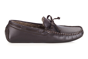 Chocolate leather Wool Lining Moccasin slippers