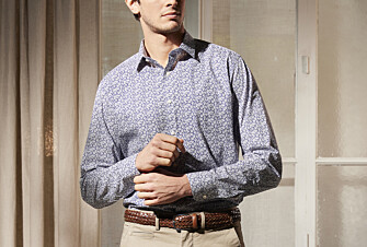 Blue cotton shirt with white flowers print - MARCOLIN
