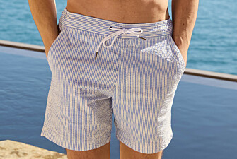 Men’s soft blue and white striped swim shorts - BRENTAN