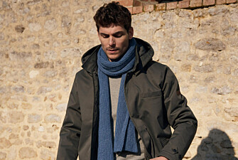 Men's dark blue mélange lambswool scarf