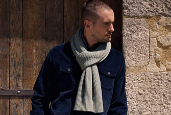 Men's light khaki mélange lambswool scarf