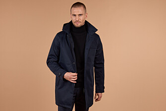 Dark navy padded Men's trench coat - AURESTILDE