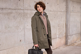 Dark Green padded Men's trench coat - AURESTILDE