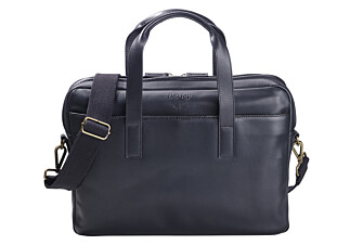 Men's Black Leather Satchel - HARWINTON