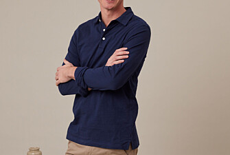 Navy Men's long sleeve polo shirt - AIDEN ML