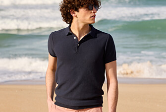 Prussian Blue men's textured polo shirt - BRAIDEN