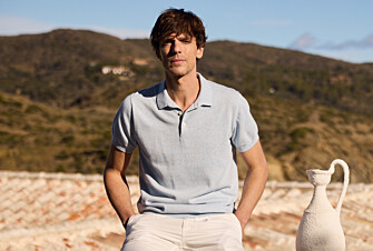 Men's light blue heathered polo - BRAIDEN