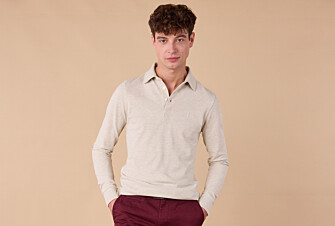 Light beige Melange - Men's long sleeve polo shirt - ALEC II ML
