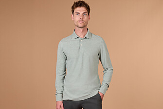 Men's lime green mélange long sleeve cotton piqué polo - ALEC II ML