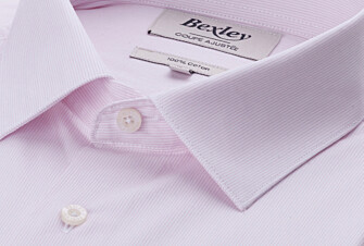 Pink & White Cotton shirt - Straight collar - GUILHEM CLASSIC
