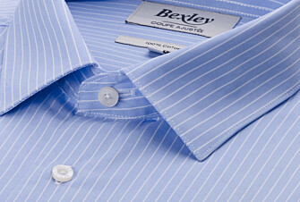Blue & White stripes Cotton shirt - Straight collar - BERTELIN 
