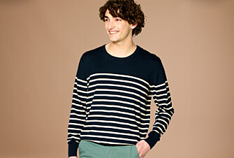 Men's sailor pullover organic cotton/ cashmere Navy & Ecru - CONIAK