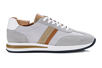 Light Grey & Beige Men's leather trainers - KEILIRA