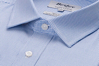 Men’s ocean blue twill shirt with a textured finish  - SYLVÉNIAS
