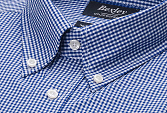 Blue shirt with white checks - American collar - JACEN