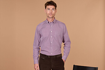 Men's burgundy gingham poplin shirt - JACEN