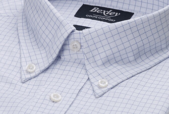 Men's white shirt with blue checks - DALLEN