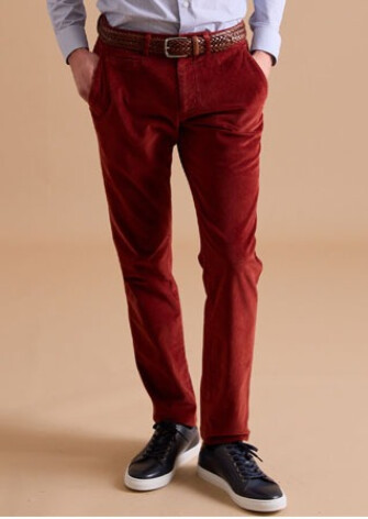 Rust Men's velvet chinos - KINSLEY